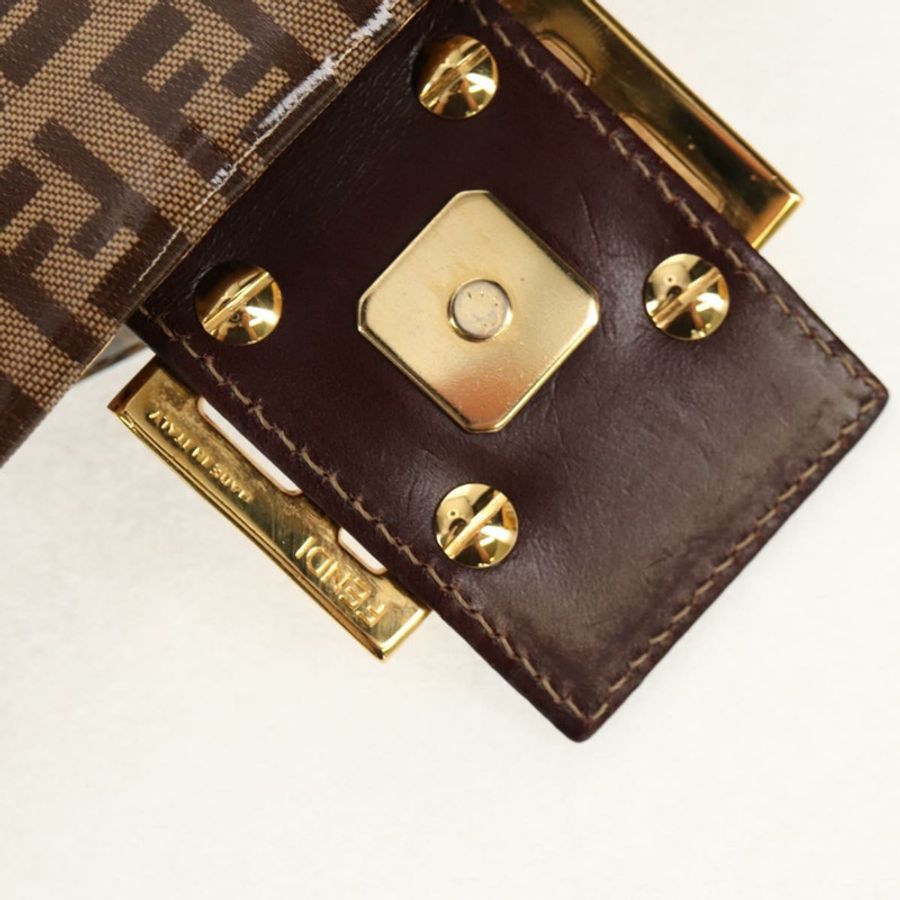 【日本直送】FENDI Zucchino帆布Mamma Baguette手袋琺瑯米色金色正品yk20093V-20
