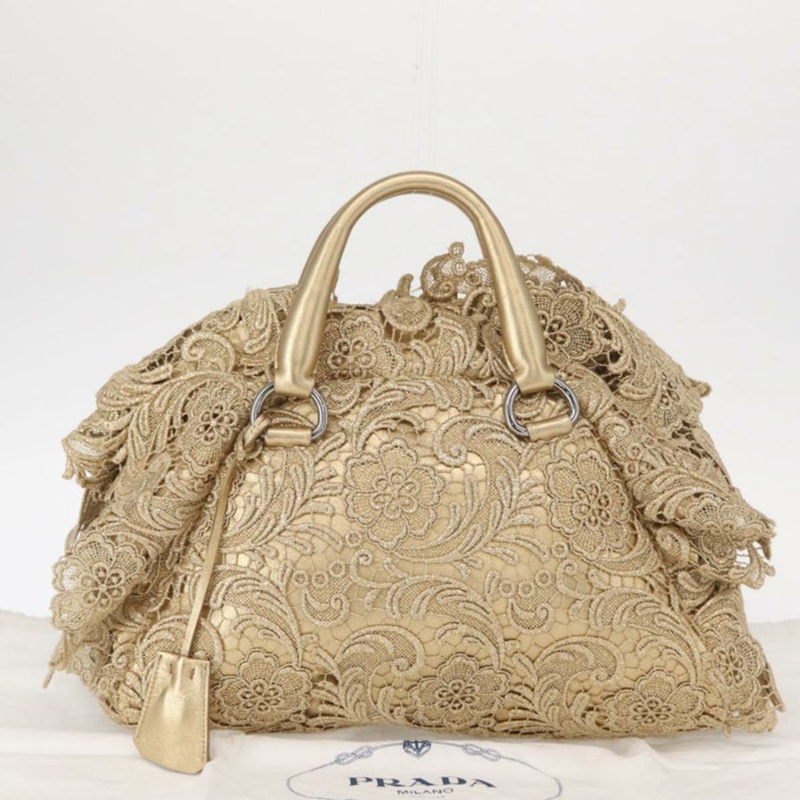 【日本直送】PRADA Race 手提包 皮革 金色 正品 156645SAM-11