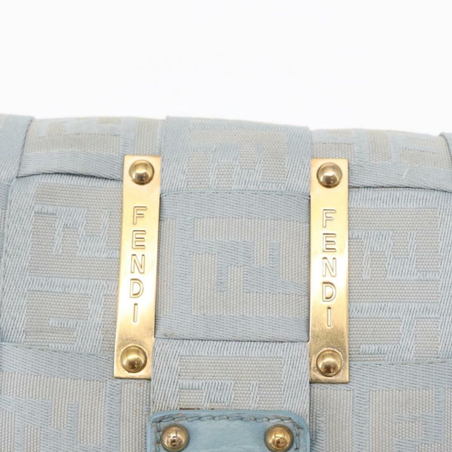 【日本直送】FENDI Zucca帆布手提包 淺藍色 金色 正品 151194V-17