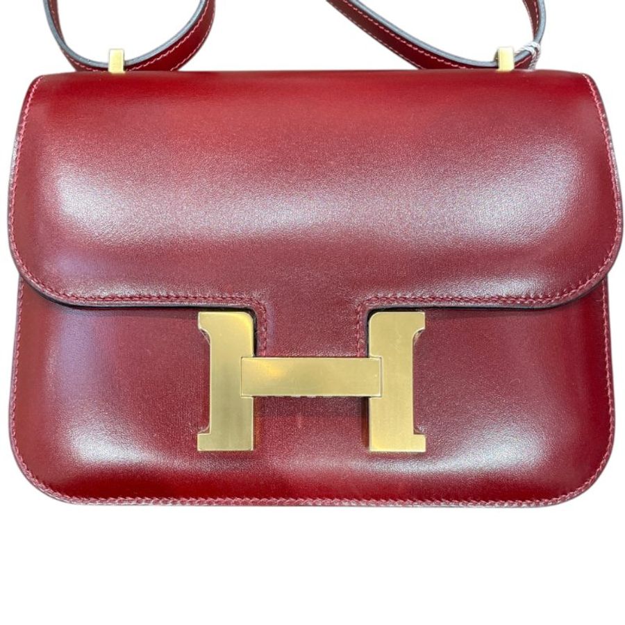 HERMES 愛馬仕 CONSTANCE 19 康康包 BOX皮 酒紅色 金釦-1
