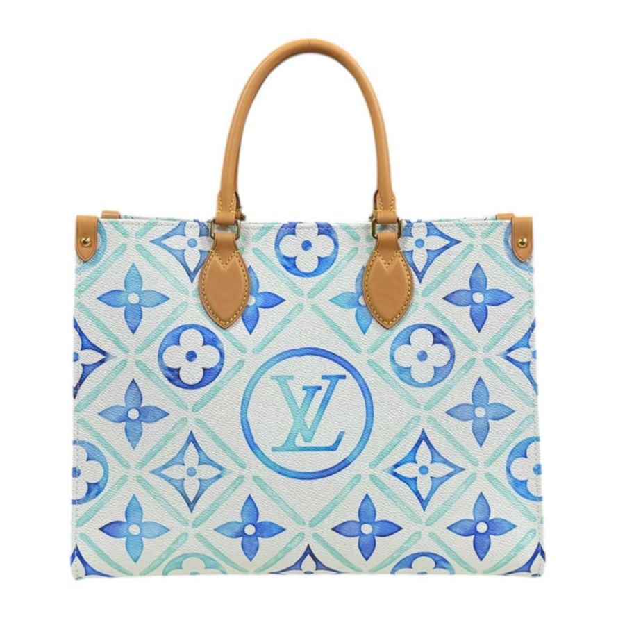二手路易威登 On the Go MM LV Monogram Tile 單肩包，PVCM11262，藍色，女士，兩用-2