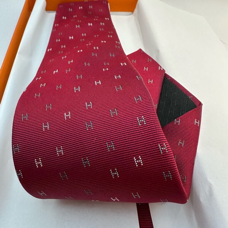 全新未使用 愛馬仕Hermes 領帶 H紅色-0