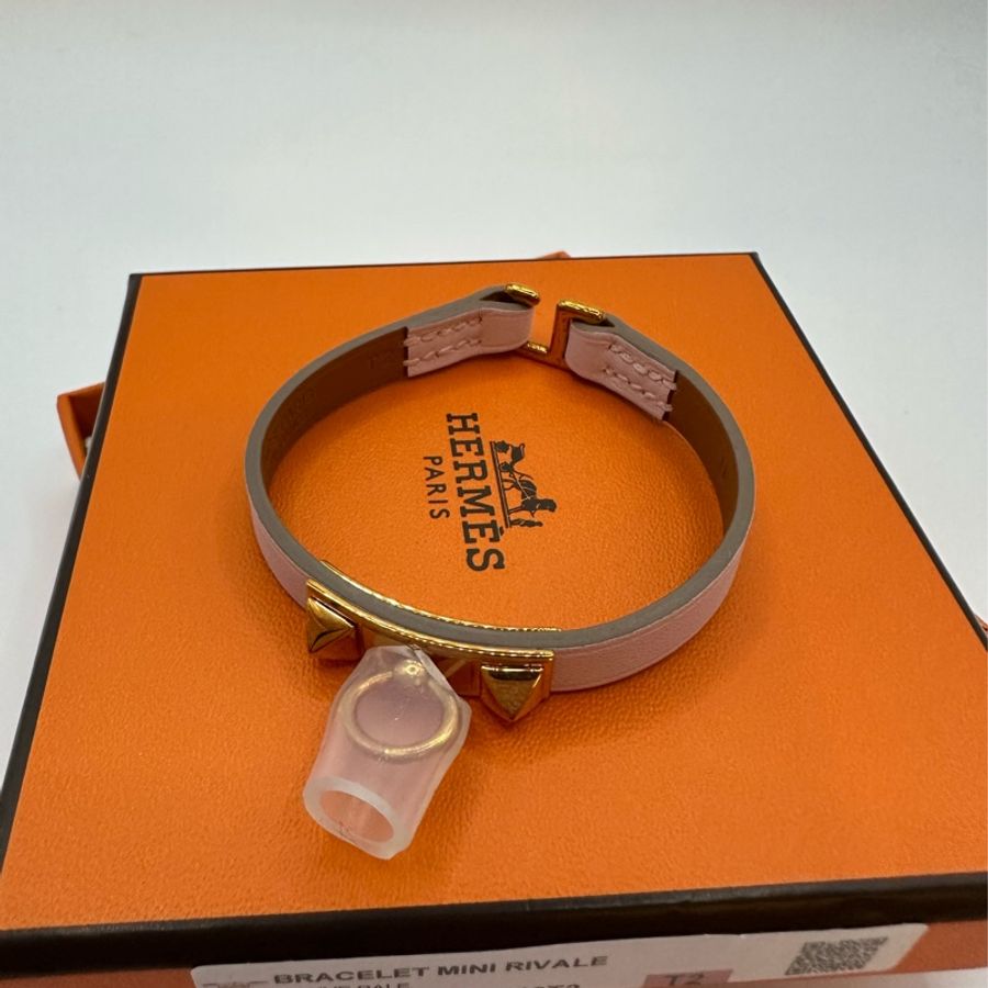 全新未使用 愛馬仕Hermes Rivale Mini手環 淡紫色/玫瑰金-4