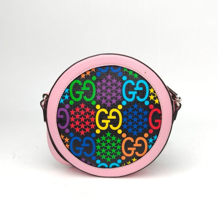 GUCCI 拼色牛皮PVC銀扣Ophidia圓餅包斜挎包18跳跳糖/肩背包-2