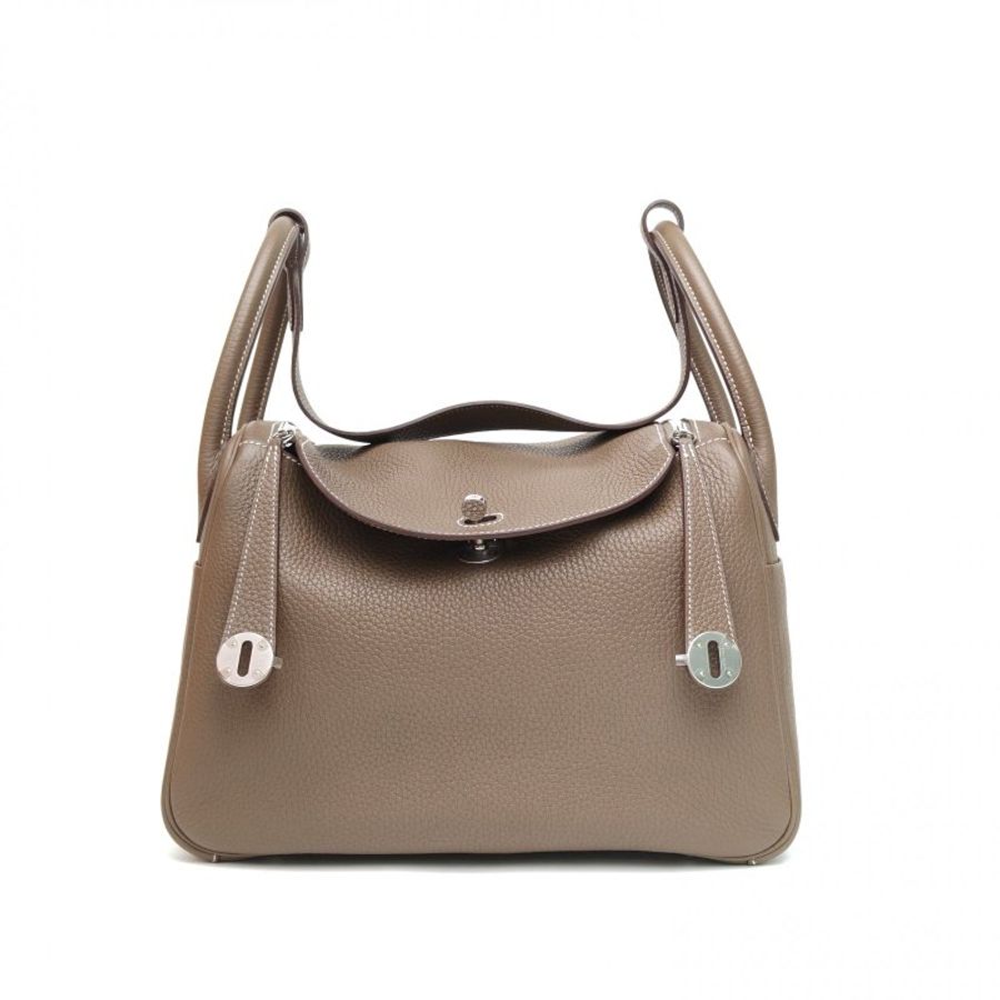 HERMES Lindy3018大象灰TC皮X刻銀扣肩背包-0