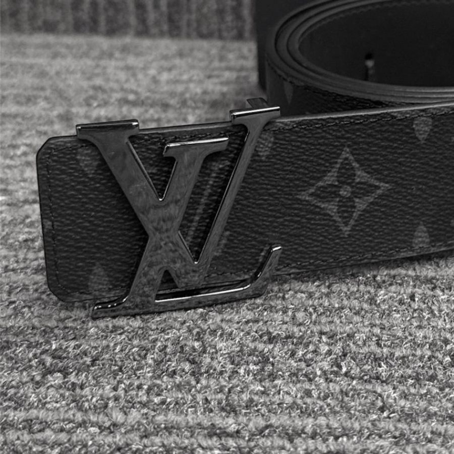 【LOUIS VUITTON LV 路易威登】INITIALES 經典MONOGRAM花紋銀釦雙面腰帶/皮帶(石墨色)(下單前須先私訊)-3