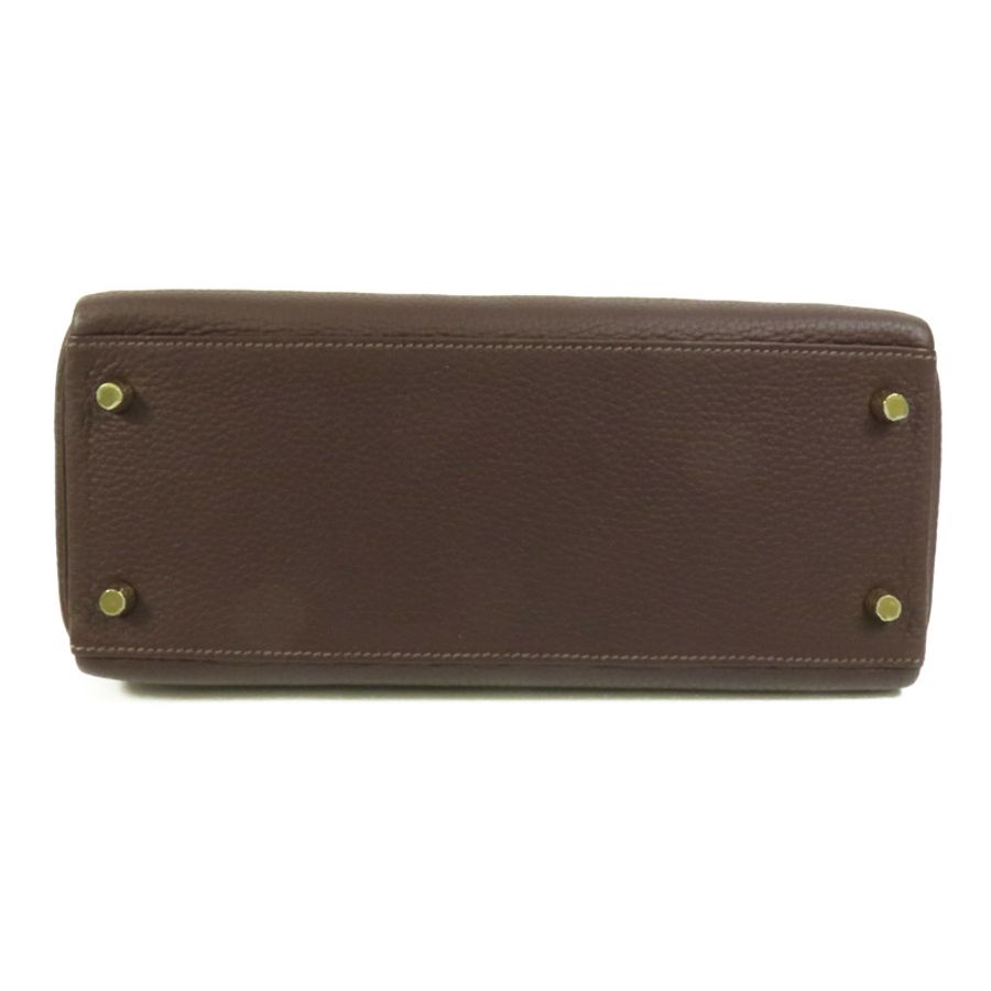 HERMES 【Hermes Fair】Togo皮革Kelly 28金扣手挽肩背兩用袋Rouge Sellier-3