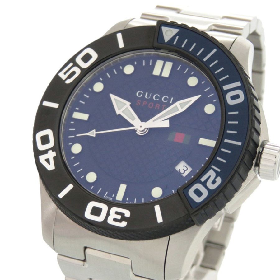 成色極佳 Gucci G-Timeless Sport 126.2 YA126282 石英錶 不銹鋼海軍藍 0216 GUCCI-2