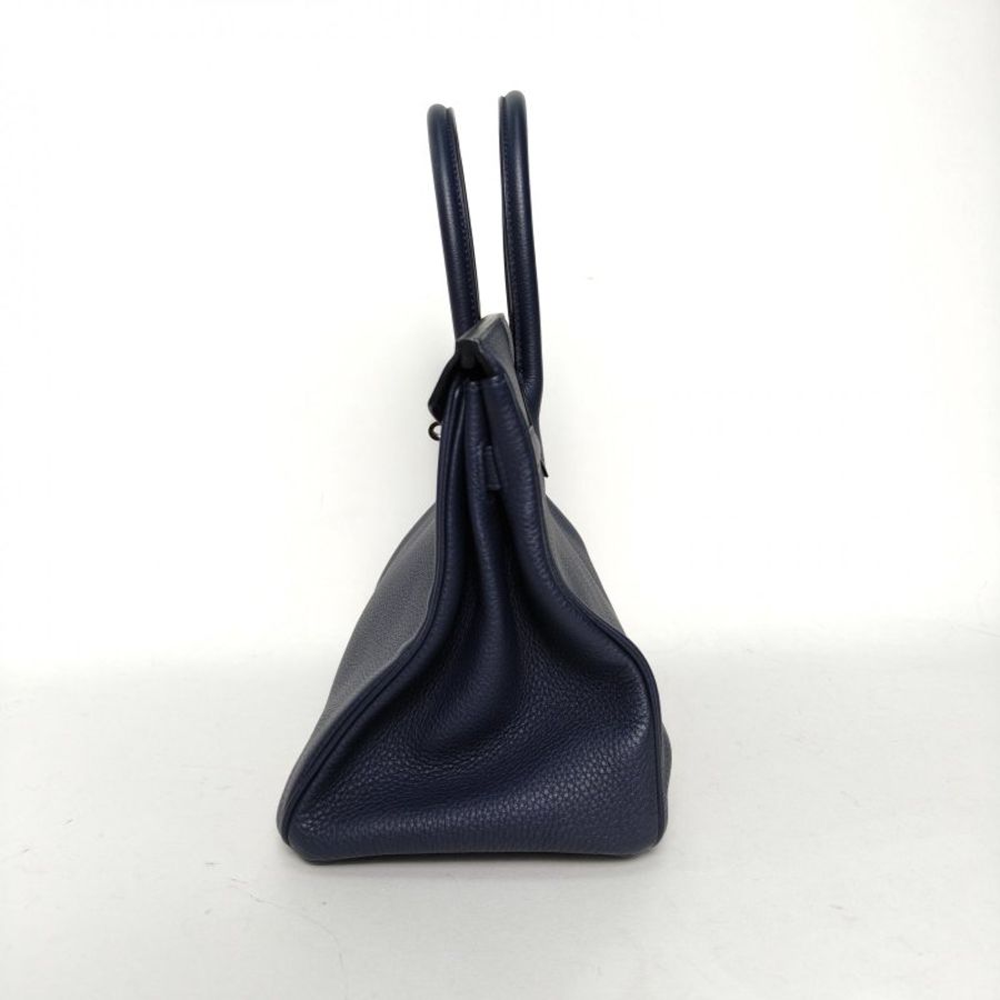 HERMES Birkin302Z午夜藍Togo皮A刻銀扣肩背包-1