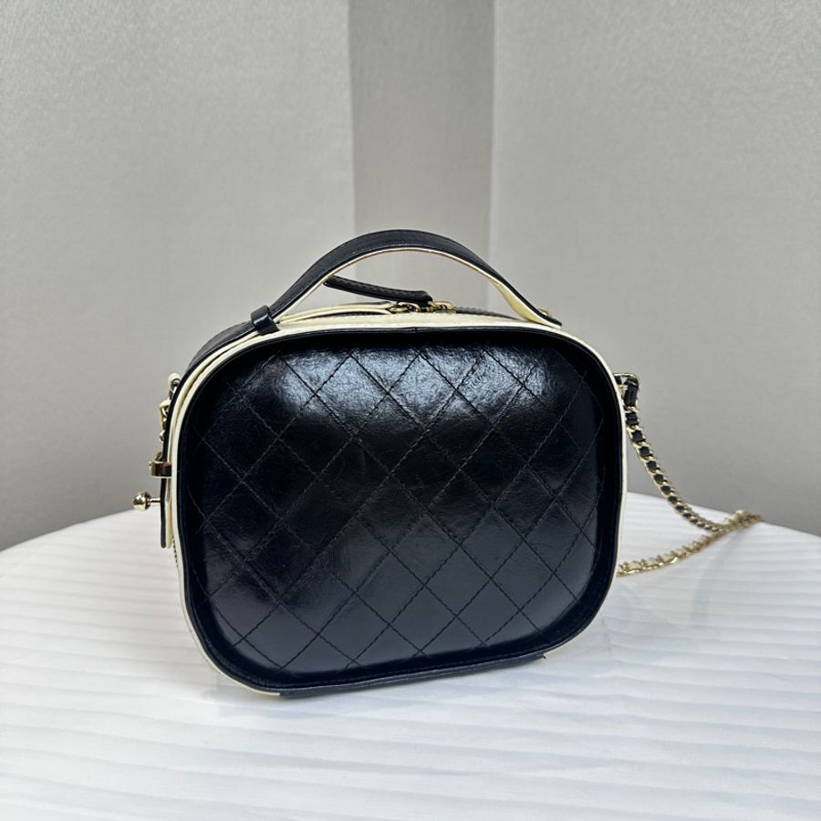 香奈兒/Chanel 黑白雙色鏈條單肩斜挎包 19x8x7cm-9