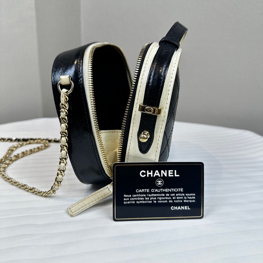 香奈兒/Chanel 黑白雙色鏈條單肩斜挎包 19x8x7cm-3