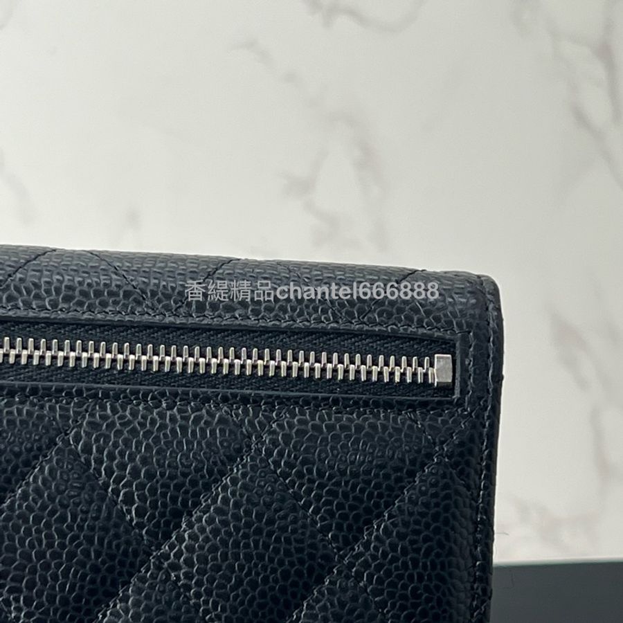 💗香緹國際精品💗 699 Chanel 黑銀荔枝牛短夾 晶片款 極新-5