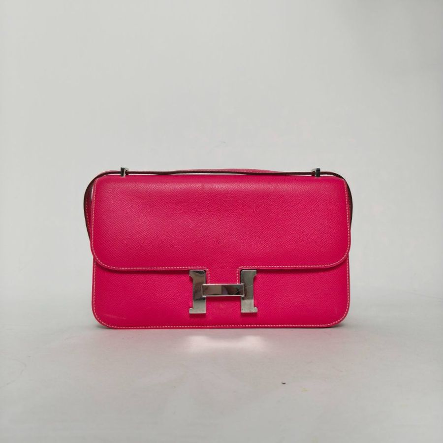HERMES ConstanceElan26E5糖果粉Epsom皮框O銀扣肩背包-0
