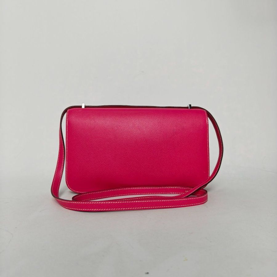 HERMES ConstanceElan26E5糖果粉Epsom皮框O銀扣肩背包-2