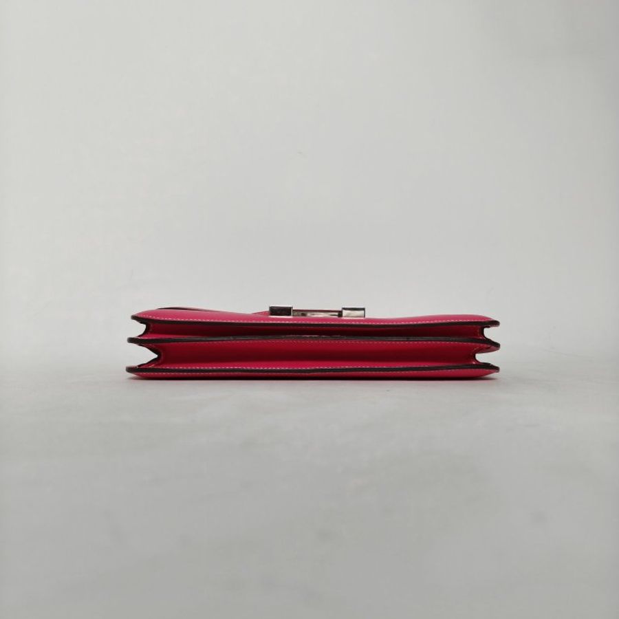 HERMES ConstanceElan26E5糖果粉Epsom皮框O銀扣肩背包-4