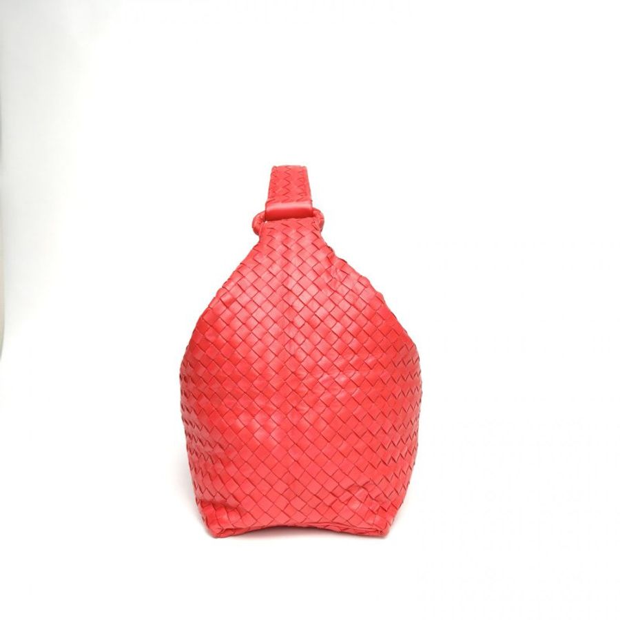 BOTTEGA VENETA 紅色羊皮大號編織單肩包飯盒包肩背包-1
