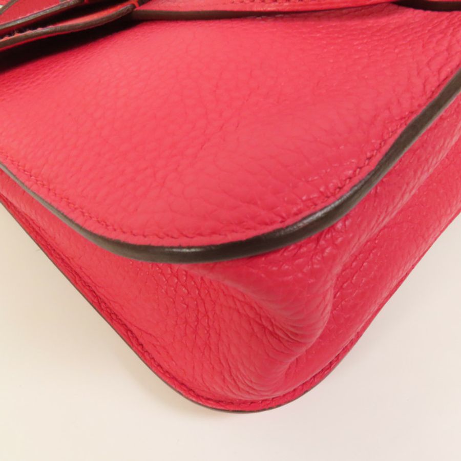 HERMES Clemence皮革Halzan 25銀扣手挽肩背兩用袋Rose Extreme-13