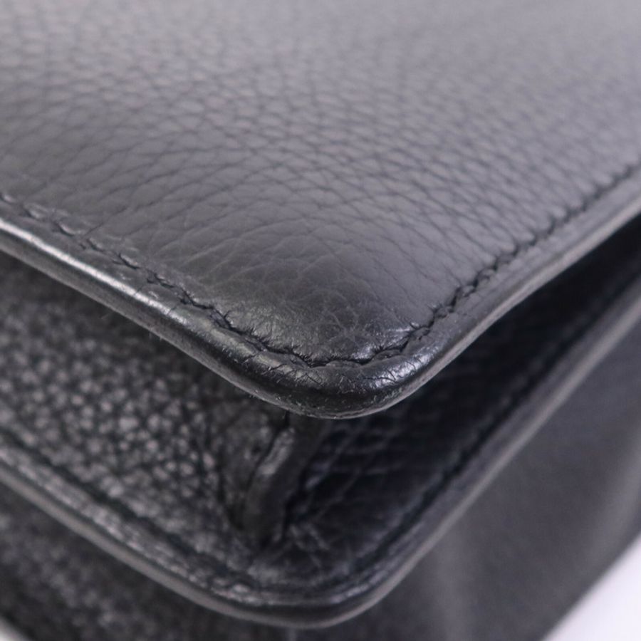 HERMES Clemence皮革Roulis 23銀扣肩背袋Noir-12