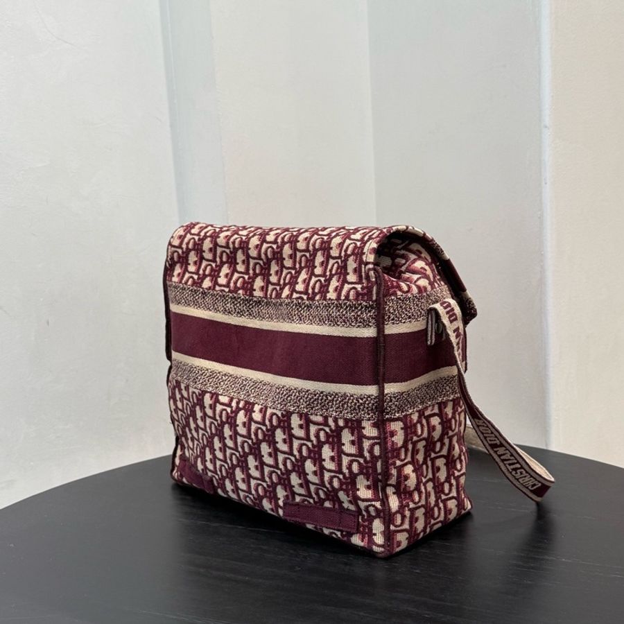 Dior 迪奧 中號 Diorcamp手袋 紅色格紋布Oblique印花刺繡單肩斜挎包郵差包 尺寸約27×25×12,自重輕容量大-2