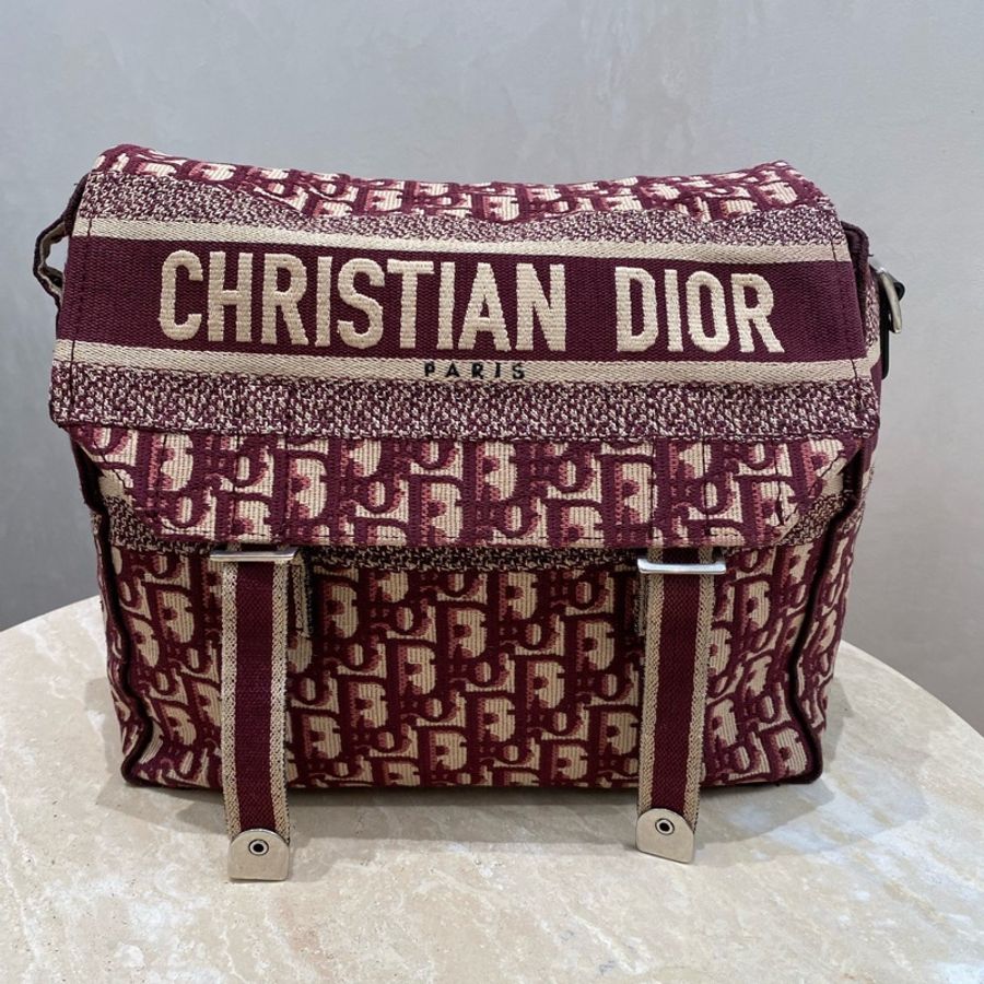 Dior 迪奧 中號 Diorcamp手袋 紅色格紋布Oblique印花刺繡單肩斜挎包郵差包 尺寸約27×25×12,自重輕容量大-8
