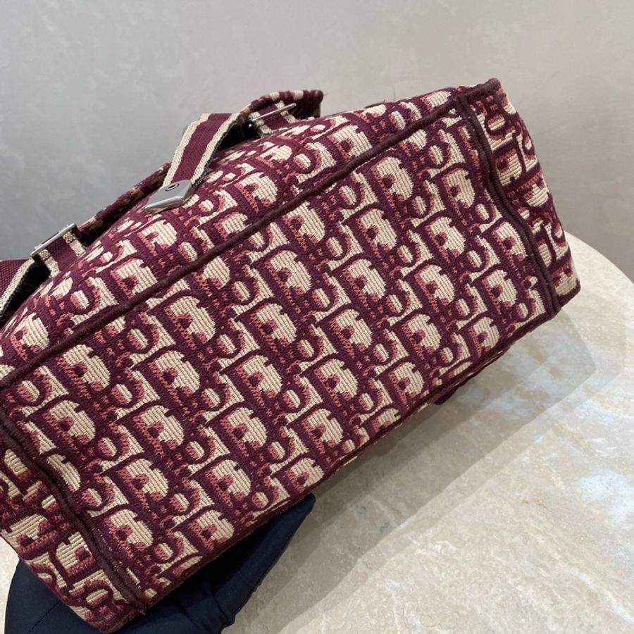Dior 迪奧 中號 Diorcamp手袋 紅色格紋布Oblique印花刺繡單肩斜挎包郵差包 尺寸約27×25×12,自重輕容量大-17