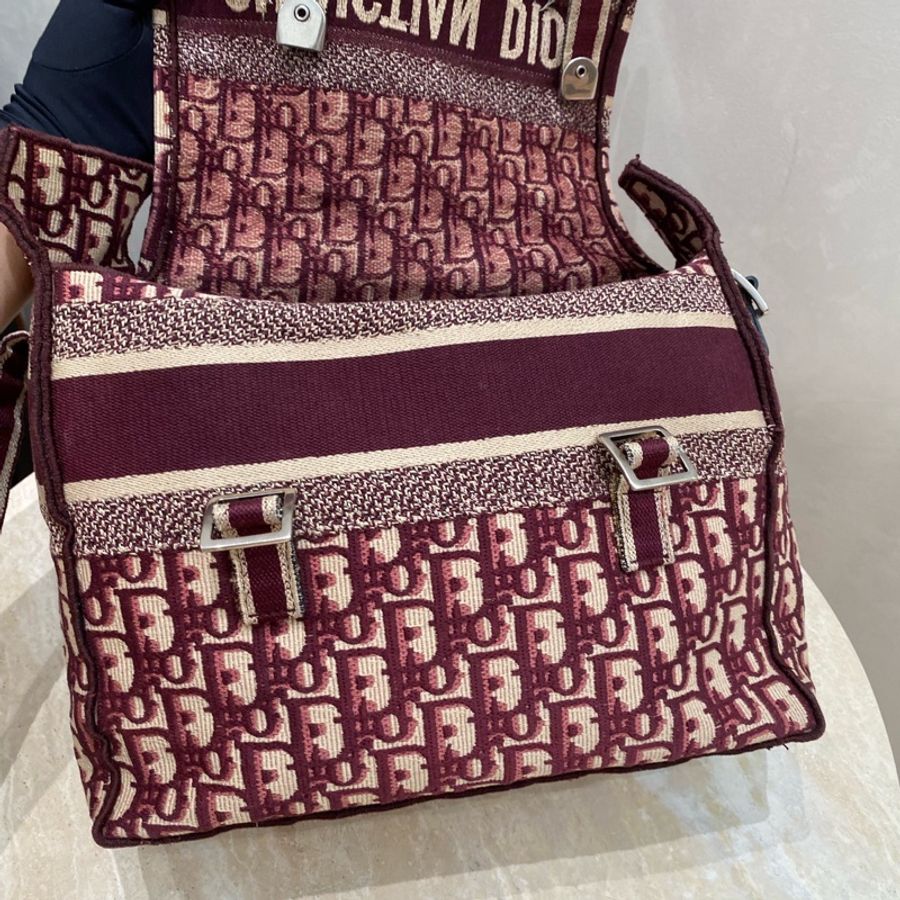 Dior 迪奧 中號 Diorcamp手袋 紅色格紋布Oblique印花刺繡單肩斜挎包郵差包 尺寸約27×25×12,自重輕容量大-24