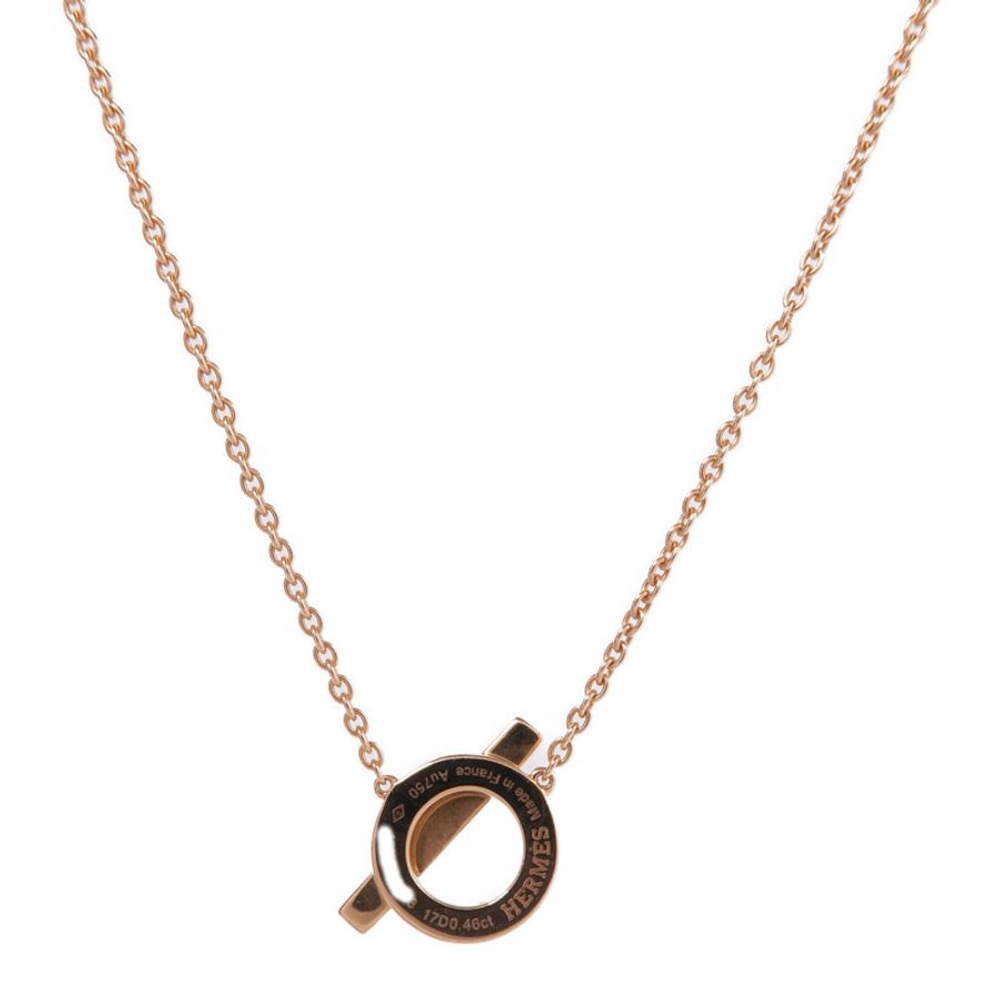 HERMES 18K玫瑰金Finesse Pendant鑽石項鍊-1