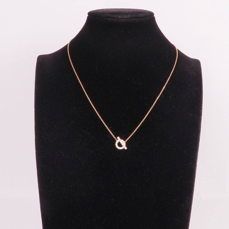 HERMES 18K玫瑰金Finesse Pendant鑽石項鍊-8