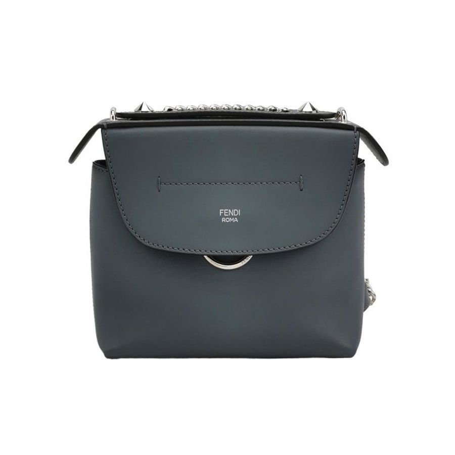 Fendi BackTo School牛皮字母Logo鍍鈀飾釘雙肩包-0