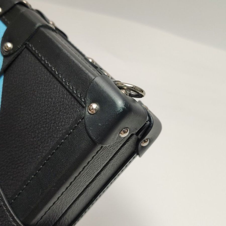Louis Vuitton(LV)Petite Malle小盒子小號牛皮拼色老花S-lock鎖扣斜挎包-15