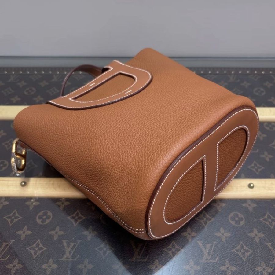 HERMES 金棕金in the loop18豬鼻子菜籃子手提包18*19.5*12 95新 配件塵袋購證-5