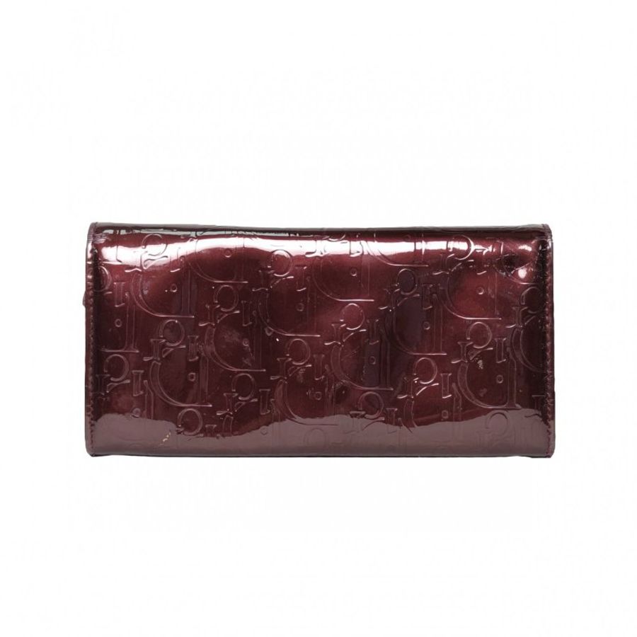 DIOR 車厘子紅漆皮銀扣2010錢包長款woc肩背包-2
