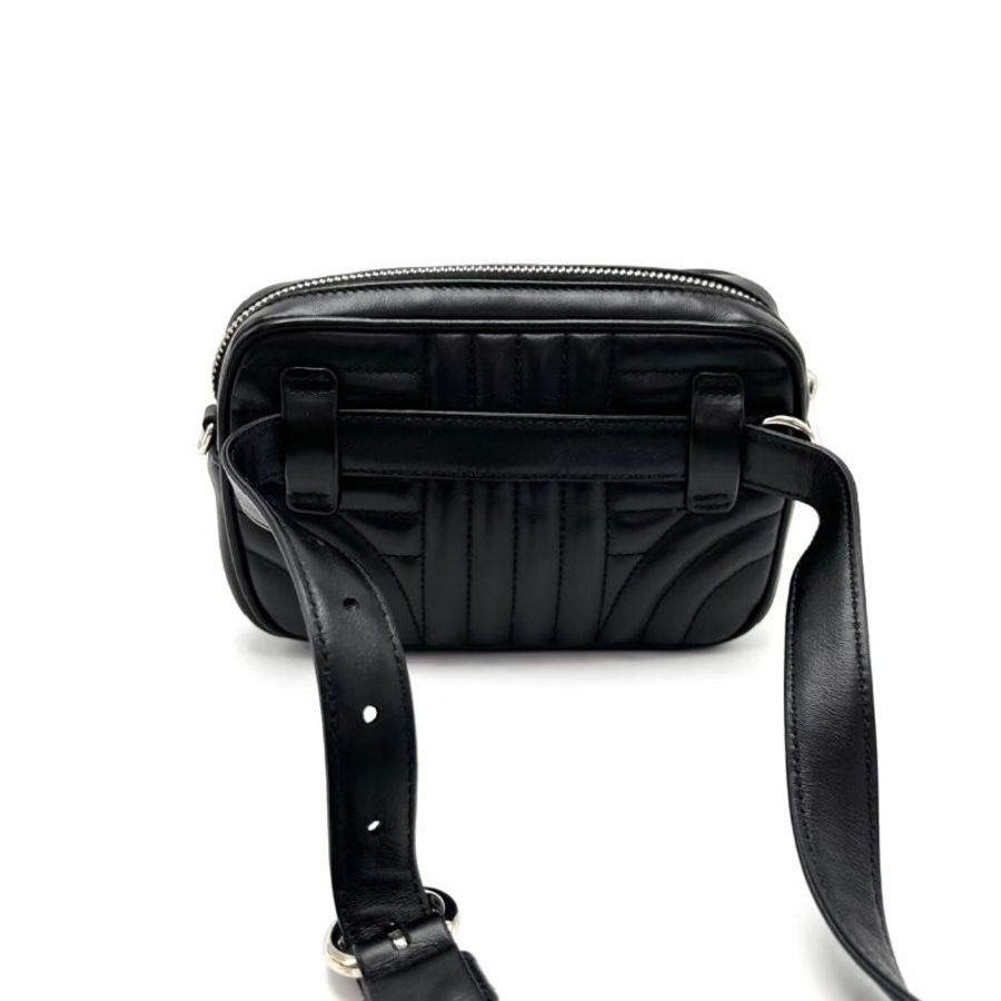 PRADA Diagramme黑銀皮革單肩斜背相機包18*11*5 98新配件塵袋保卡-5