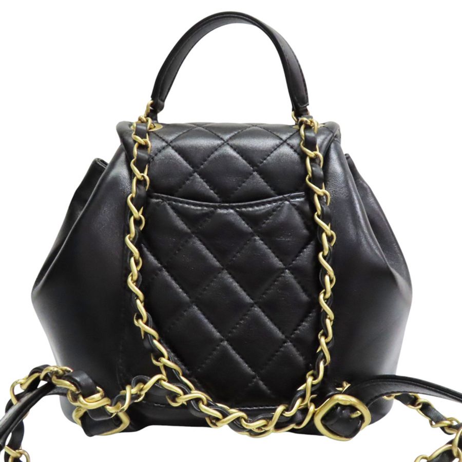 黑色菱格紋羊皮後背金扣【CHANEL 香奈兒】 AS4493-1