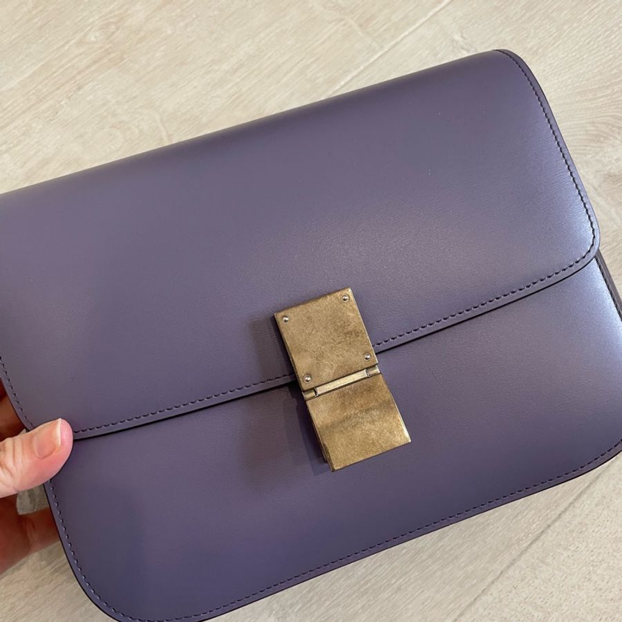 Celine 紫色中號box包-6