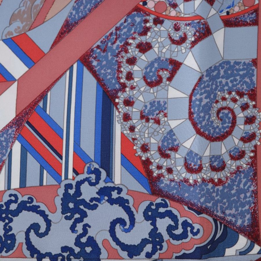 （收藏品❤️ 絕美藝術）Hermès 愛馬仕 癡迷無限 L'Ivresse de l'Infini 絲質  90cm 絲巾 大方巾-3