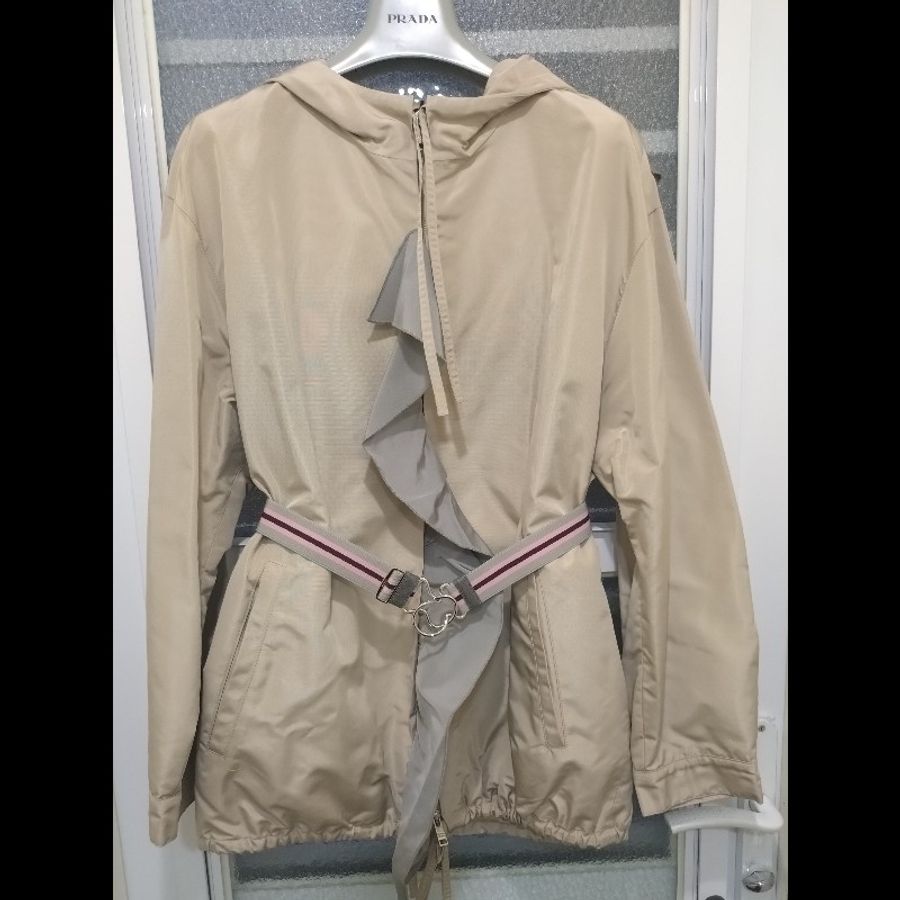 Prada 駝布拉鍊有帽尼龍外套-2