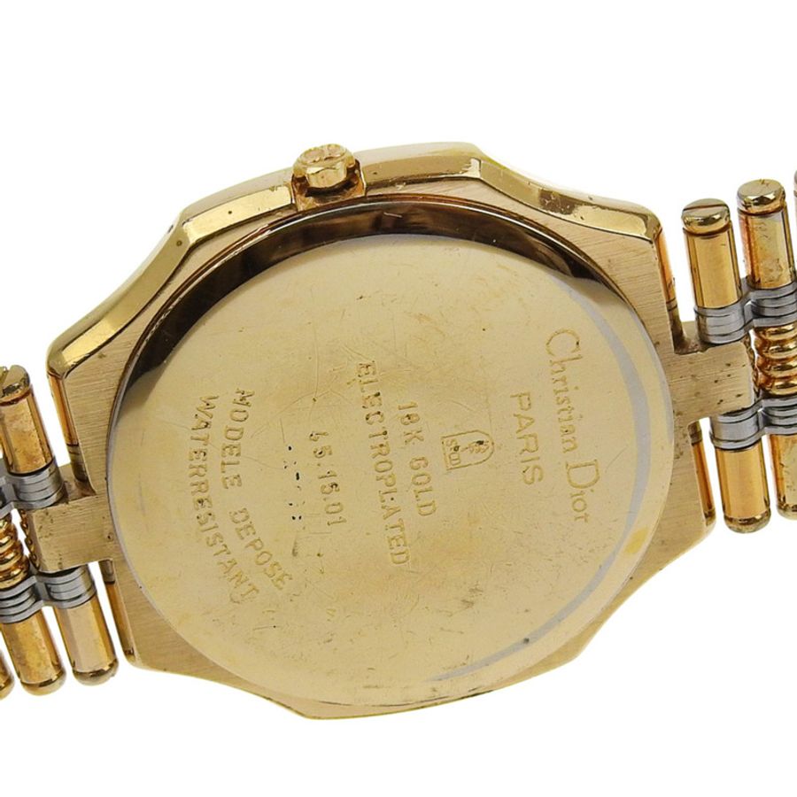 Christian Dior 45.15.01 鍍金石英指針式男士日期顯示腕錶,金色錶盤-6