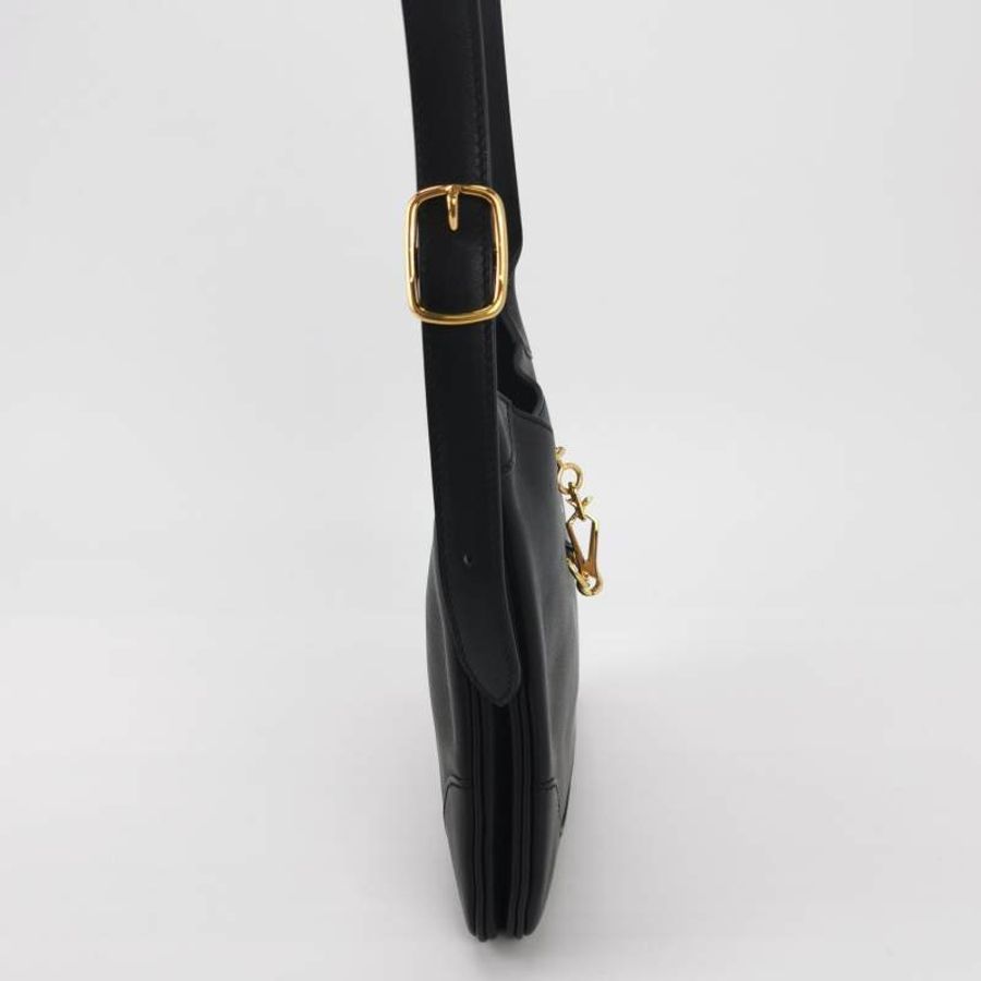 Hermes Trim Duo24金屬扣斜挎包Evergrain牛皮金扣89黑色D刻-3