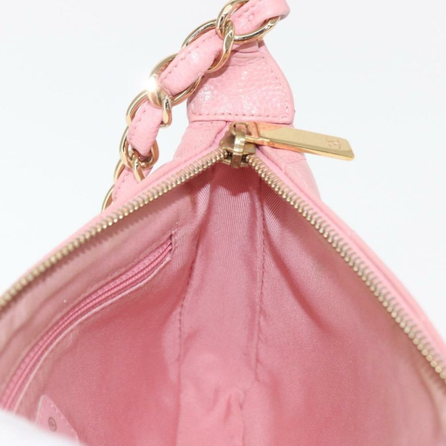 【日本直送】香奈兒 (CHANEL) 絎縫 COCO 標誌鏈包 魚子醬皮 粉紅色 金 CC 正品 156635SAM-21