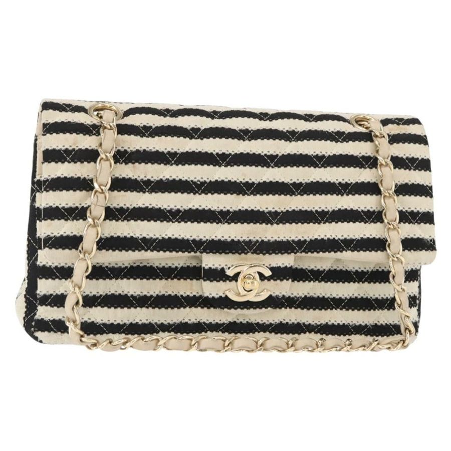 【日本直送】香奈兒 (CHANEL) Matelasse 鏈條雙蓋包 針織 白色 CC Auth 152291SAV-0