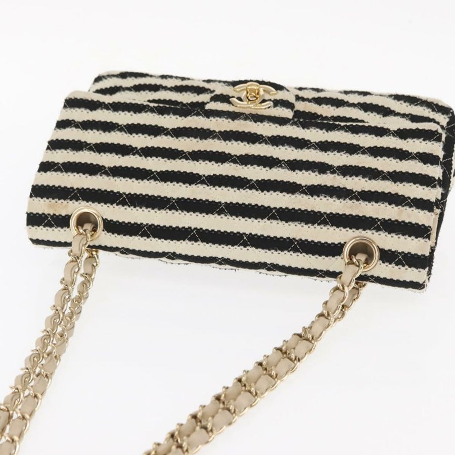 【日本直送】香奈兒 (CHANEL) Matelasse 鏈條雙蓋包 針織 白色 CC Auth 152291SAV-13