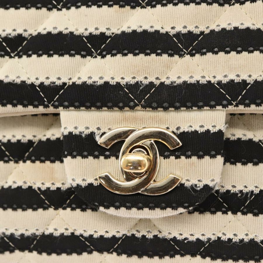 【日本直送】香奈兒 (CHANEL) Matelasse 鏈條雙蓋包 針織 白色 CC Auth 152291SAV-19