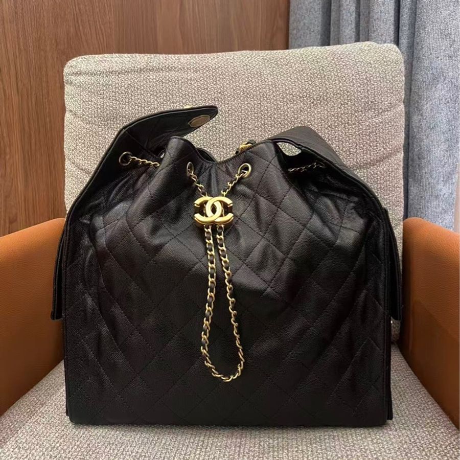 🔥新到:全🆕 Chanel/香奈兒 25bag黑金荔枝紋牛皮,尺寸:40×30 中號-0