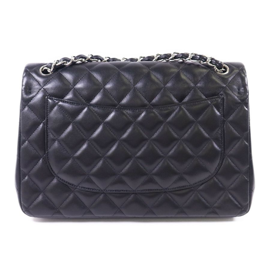CHANEL 羊皮皮革Large Classic銀扣鏈帶手挽肩背兩用袋-1