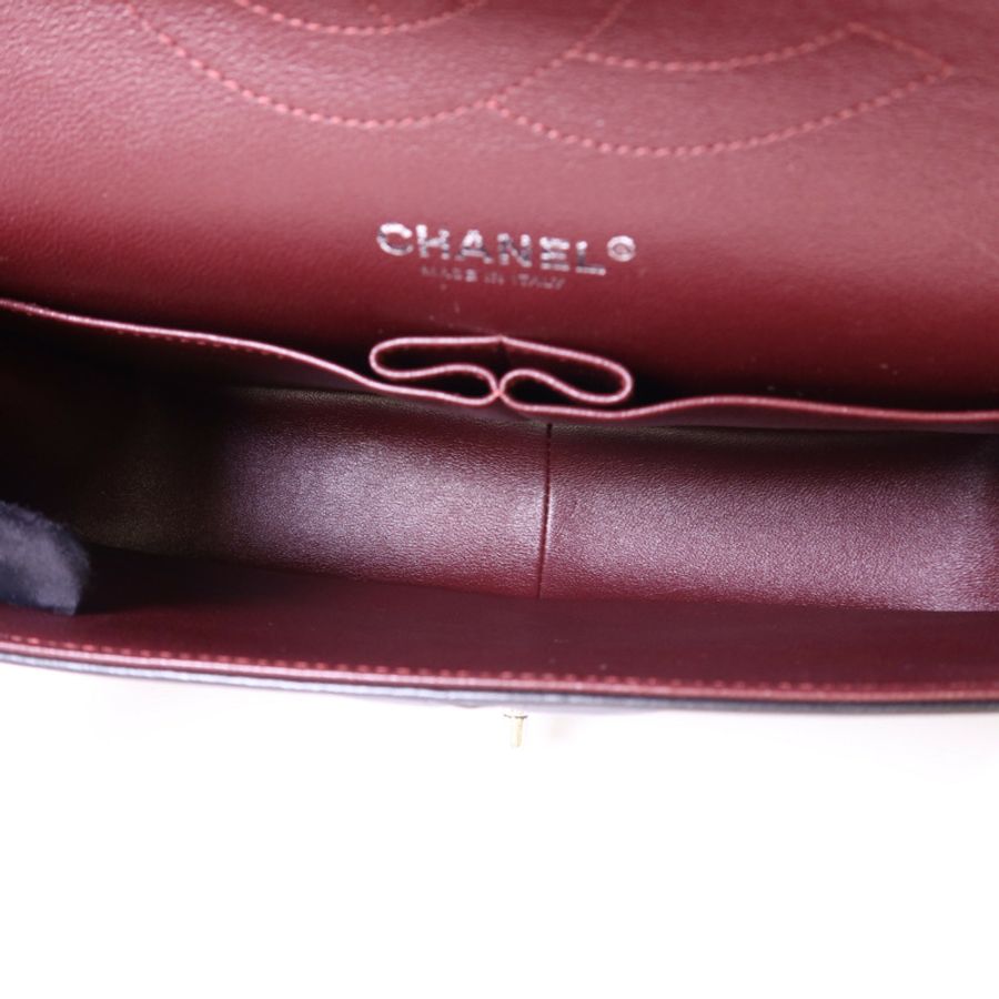 CHANEL 羊皮皮革Large Classic銀扣鏈帶手挽肩背兩用袋-6