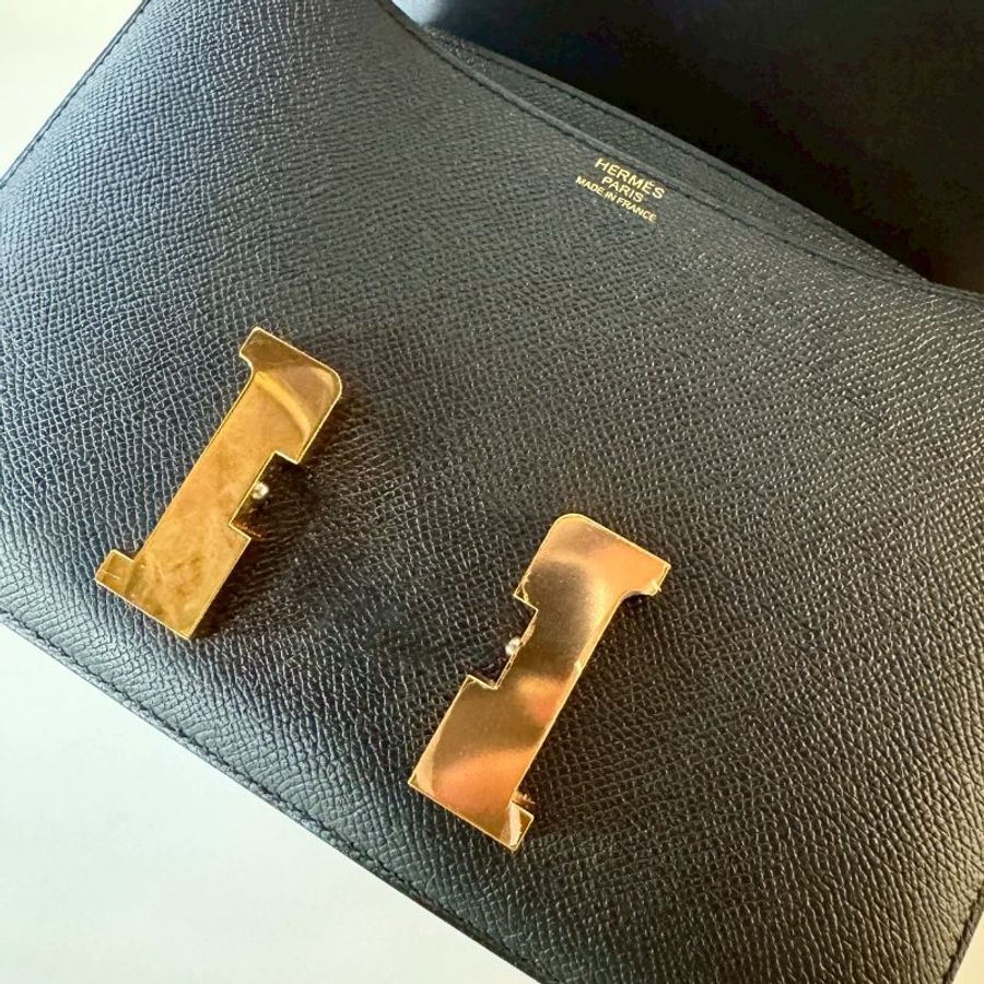 HERMES Constance MM 24 cm 康康包 EP皮 89 黑 金釦 D刻-10