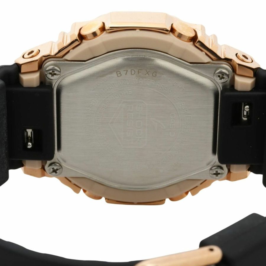 卡西歐 G-SHOCK 指針/數位雙顯女錶 GMS2100PG1A4JF 粉金黑樹脂/不鏽鋼錶殼-3