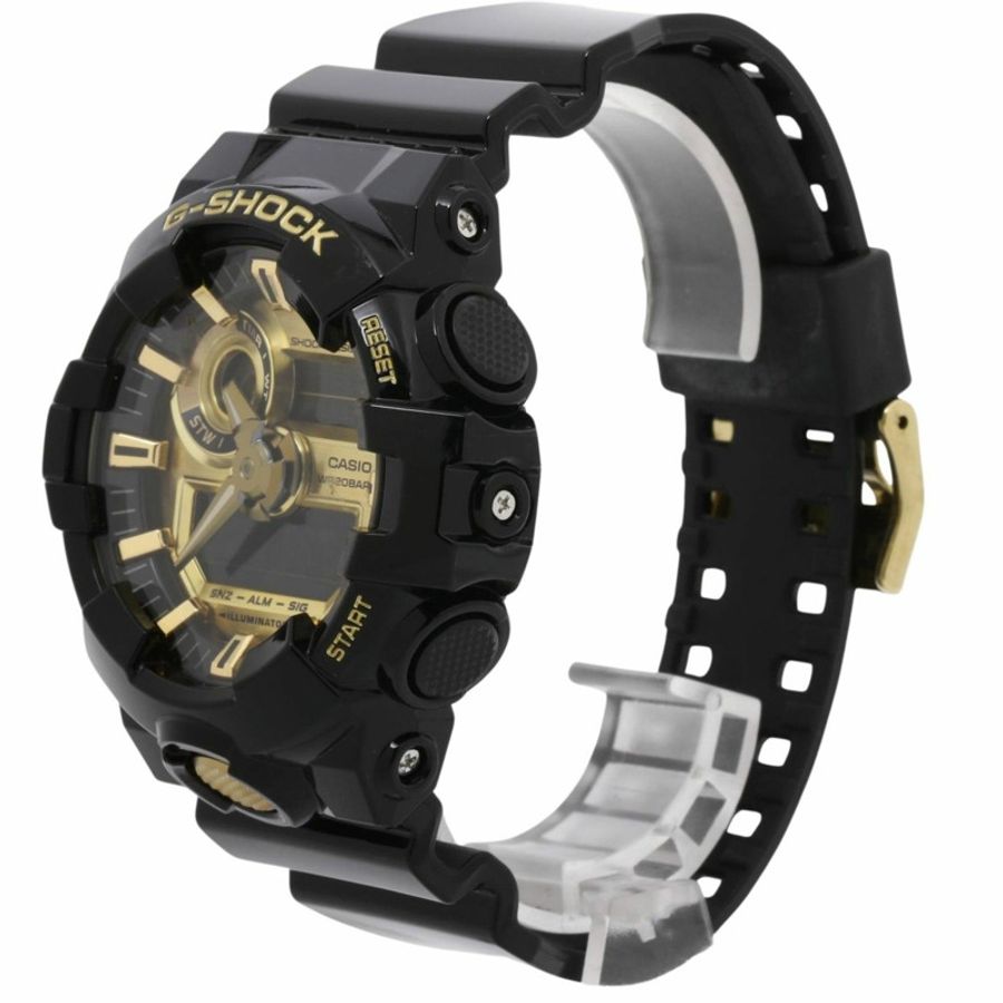 卡西歐 G-SHOCK GA700 系列 GA710GB1AJF 男士腕錶,金色/黑色樹脂錶殼,指針/數位雙顯-1