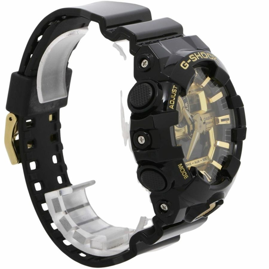 卡西歐 G-SHOCK GA700 系列 GA710GB1AJF 男士腕錶,金色/黑色樹脂錶殼,指針/數位雙顯-2